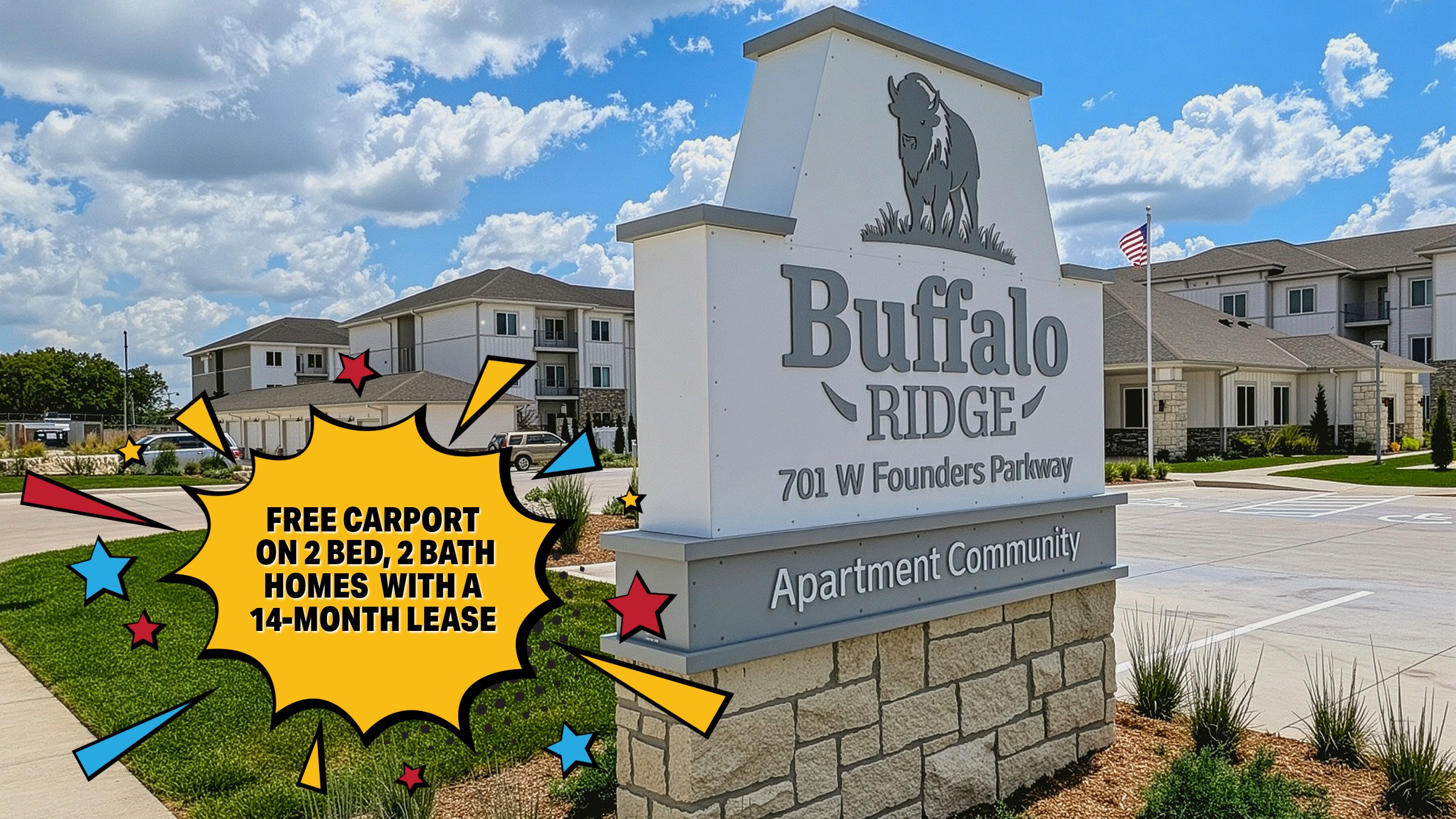 Free carport with 2 bed, 2 bath apartments and a 14 month lease Free carport with 2 bed, 2 bath apartments and a 14 month lease